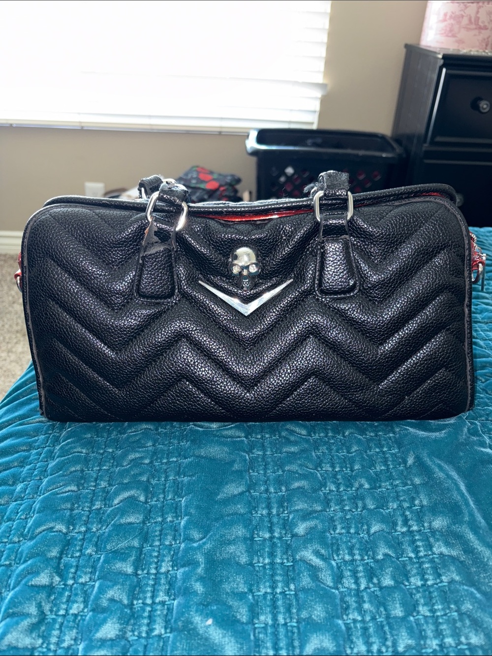 Lux De Ville black and red glitter purse